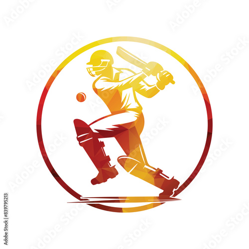 Cricket Player Logo Design Vector Illustration