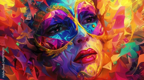 colorful Rio de Janeiro carnival inspired background, generative AI photo
