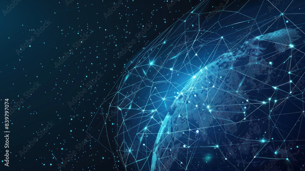 Abstract technology with global world network and telecommunication Abstract technology with global world network and telecommunication