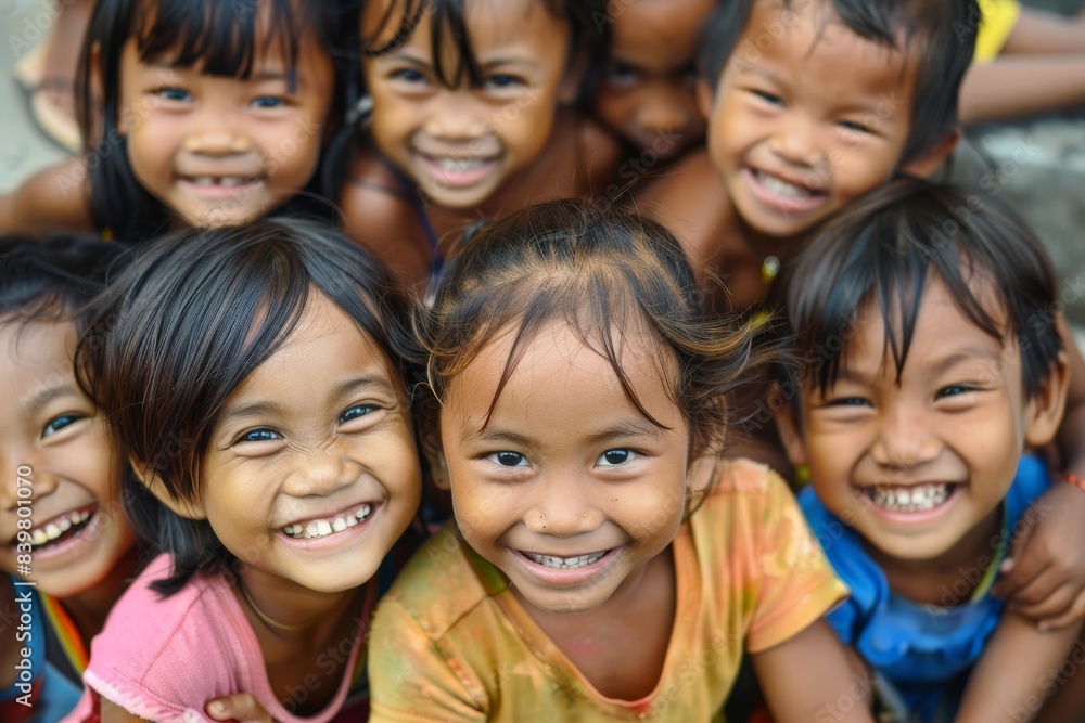 Group of happy asian kids smiling and looking at the camera. Group of happy asian kids smiling and looking at the camera.