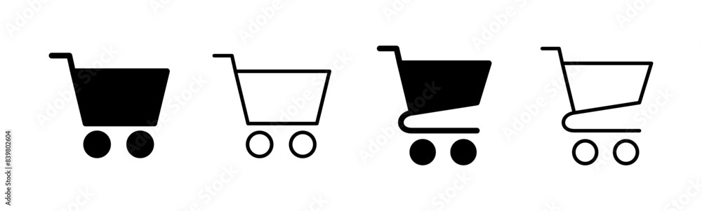 Shopping icon set. Shopping cart icon. Trolley icon vector Shopping icon set. Shopping cart icon. Trolley icon vector