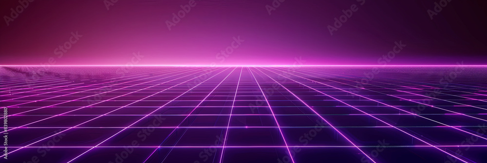 neon grid background with purple light, generative AI neon grid background with purple light, generative AI