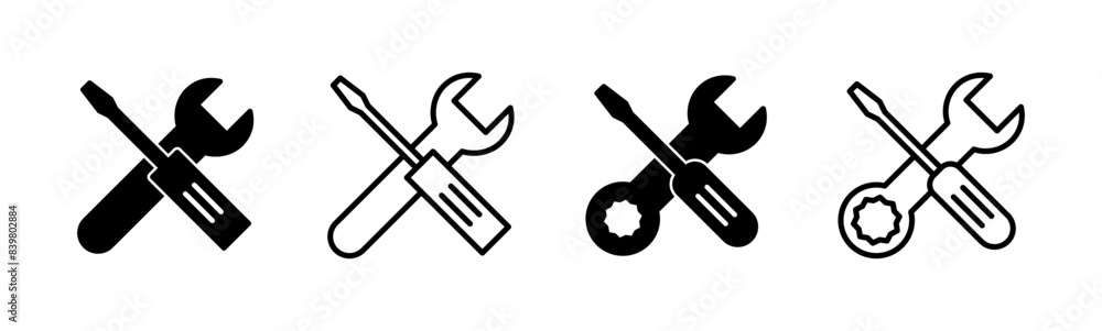 Repair tools icon set. tool icon vector. setting icon vector. Wrench and screwdriver. support, Service Repair tools icon set. tool icon vector. setting icon vector. Wrench and screwdriver. support, Service