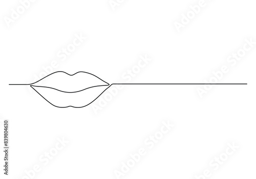 Continuous one line drawing of woman lips vector illustration. Pro vector