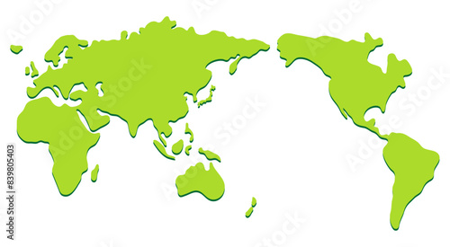 シンプルな緑色の世界地図