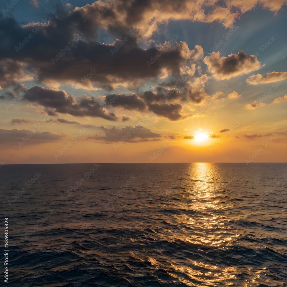 Naklejka premium sunset over the ocean