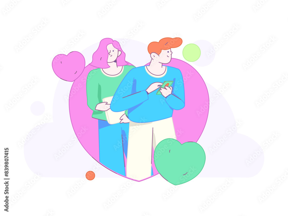Happy Valentine's Day flat character vector concept business hand drawn illustration
Happy Valentine's Day flat character vector concept business hand drawn illustration