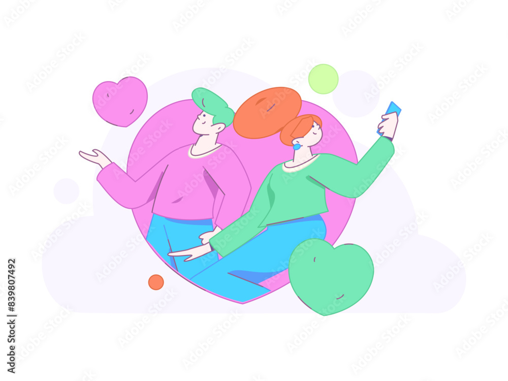 Happy Valentine's Day flat character vector concept business hand drawn illustration
Happy Valentine's Day flat character vector concept business hand drawn illustration