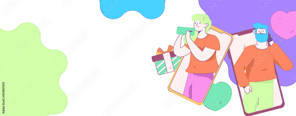 Naklejka premium Happy Valentine's Day flat character vector concept business hand drawn illustration 