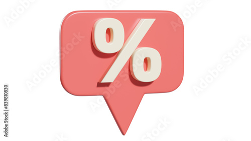 3d png red percent symbol