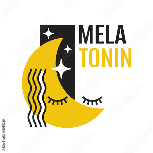 Melatonin icon or logo. Compound uses for sleep disorders