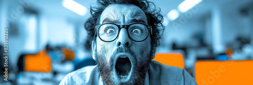 Man with glasses gives alarming scream when he receives bad news at work