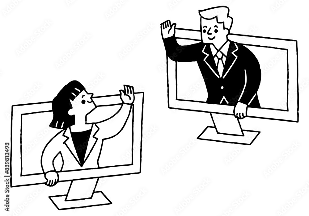 Obraz premium Businessperson greeting online_2