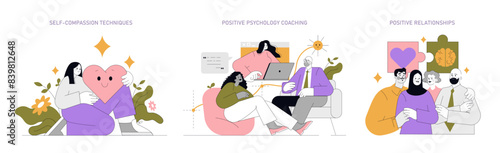 Positive Psychology. Flat Vector Illustration