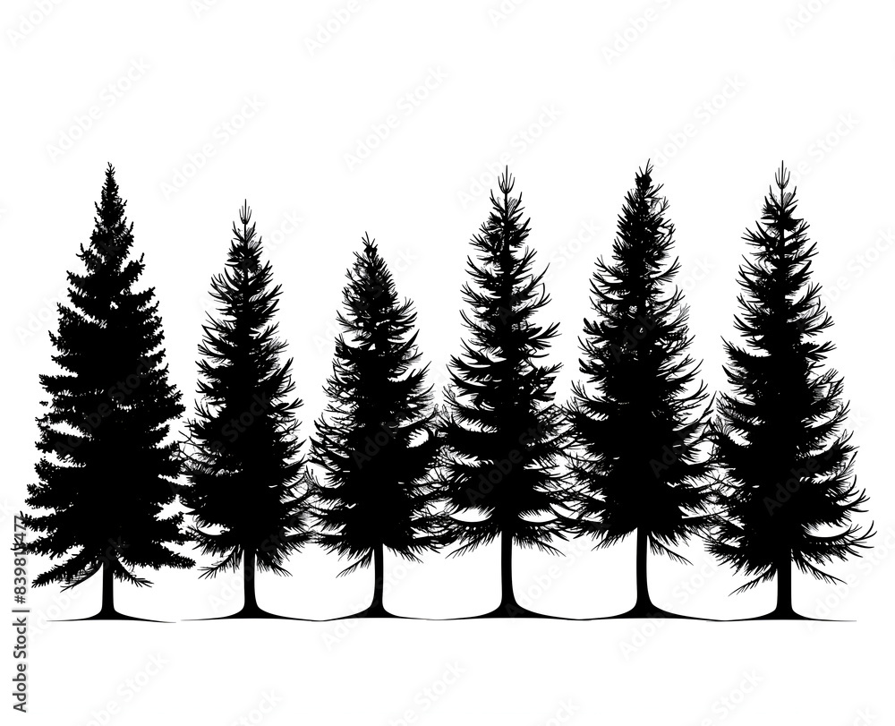 Obraz premium set of silhouettes of trees on white