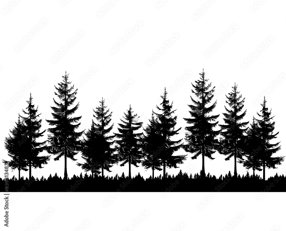 Obraz premium set of silhouettes of trees on white 