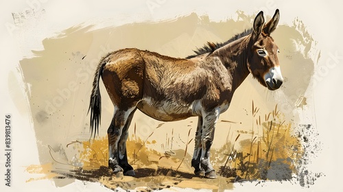 Illustration drawing style of donkey