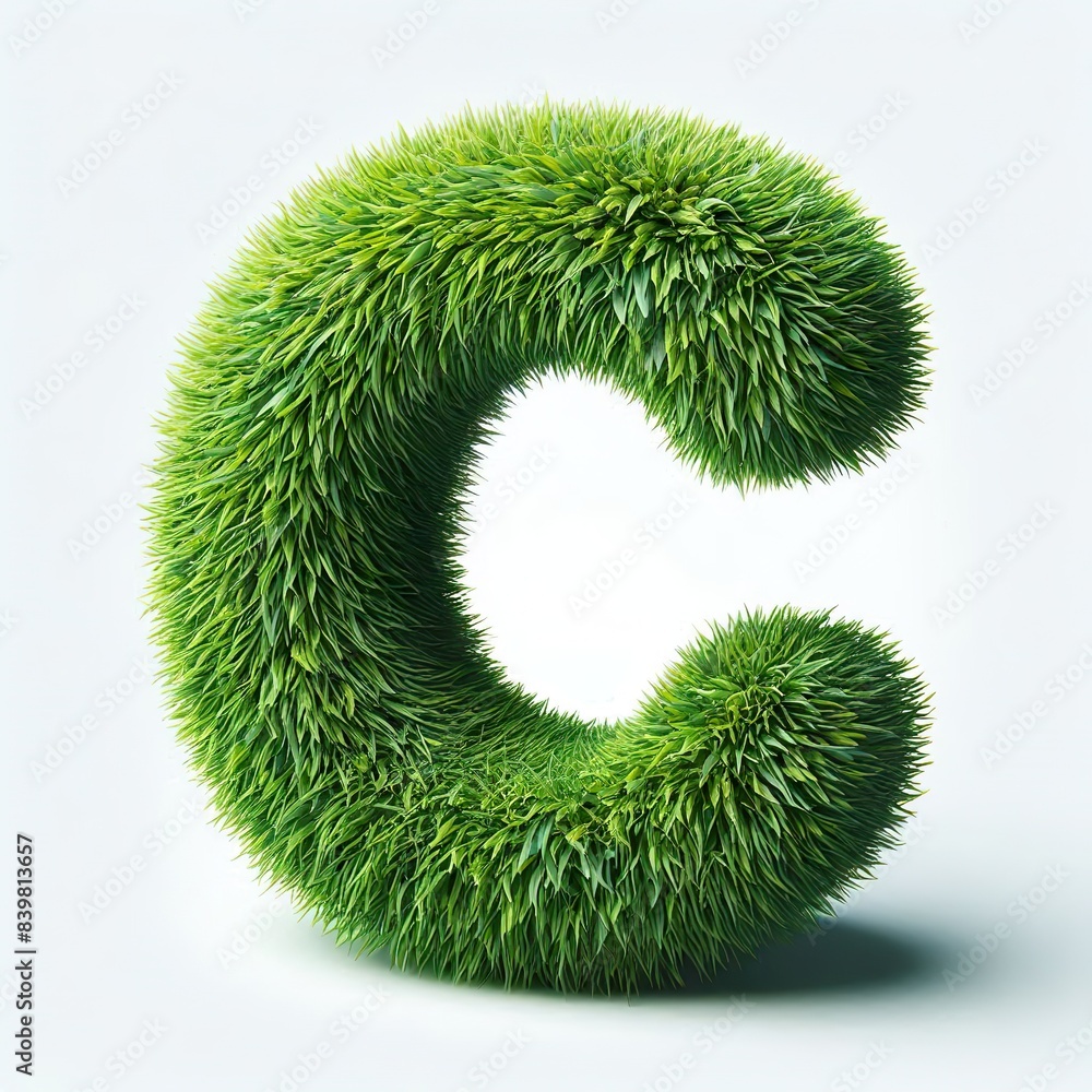 Letter C made out of green grass, white background Letter C made out of green grass, white background
