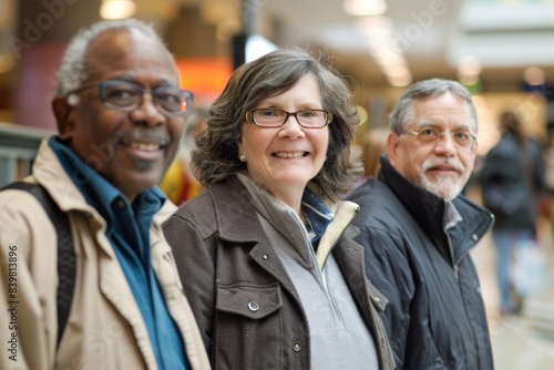 Group of senior people in the shopping mall. Selective focus.