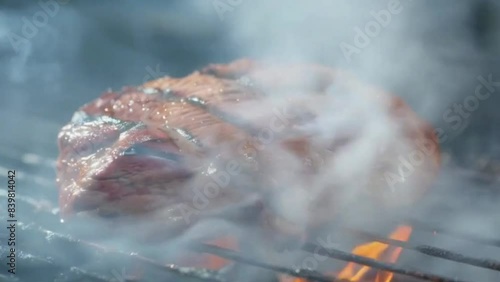 Wallpaper Mural barbecue grill with smoke Grill steak, look smoke and burning Torontodigital.ca