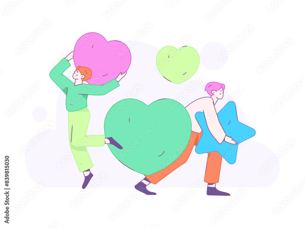 Happy Valentine's Day flat character vector concept business hand drawn illustration
Happy Valentine's Day flat character vector concept business hand drawn illustration