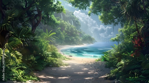 Lush beach forest paradise