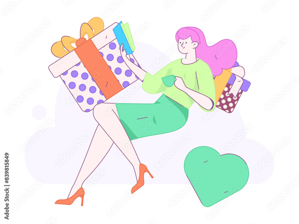 Happy Valentine's Day flat character vector concept business hand drawn illustration
Happy Valentine's Day flat character vector concept business hand drawn illustration