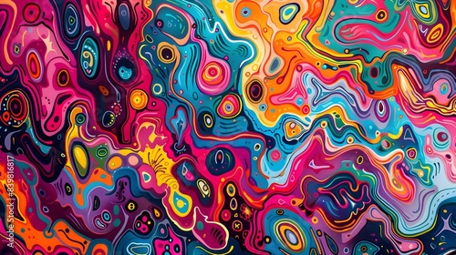 Vibrant Psychedelic Swirling Patterns in Digital Abstract Art