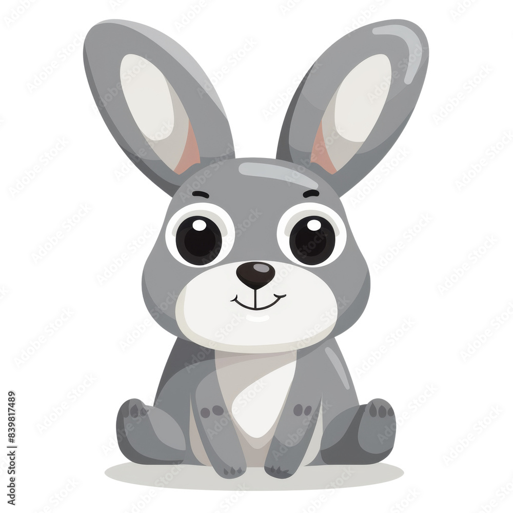 A cartoon rabbit is sitting. The rabbit has a big smile on its face and its eyes are wide open. Isolated on transparent background. A cartoon rabbit is sitting. The rabbit has a big smile on its face and its eyes are wide open. Isolated on transparent background.