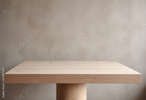 Minimal empty wooden table with sunlight   © Gia