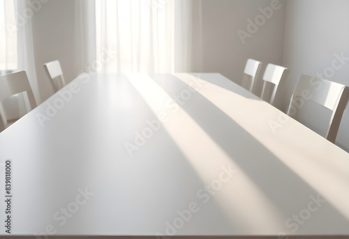 Minimal empty wooden table with sunlight  