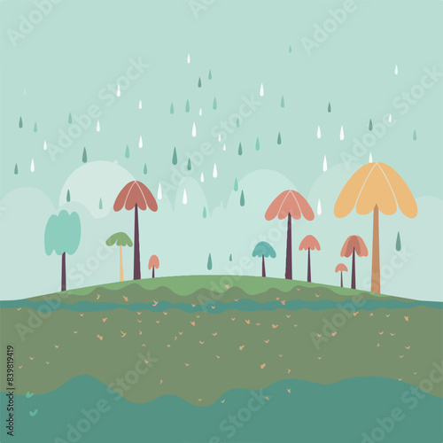 Whimsical Rainy Landscape