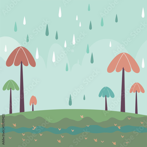 Whimsical Rainy Landscape