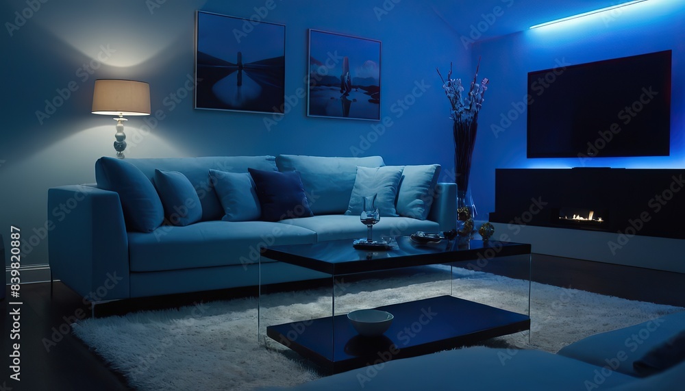 Modern luxury bed room night view Modern luxury bed room night view