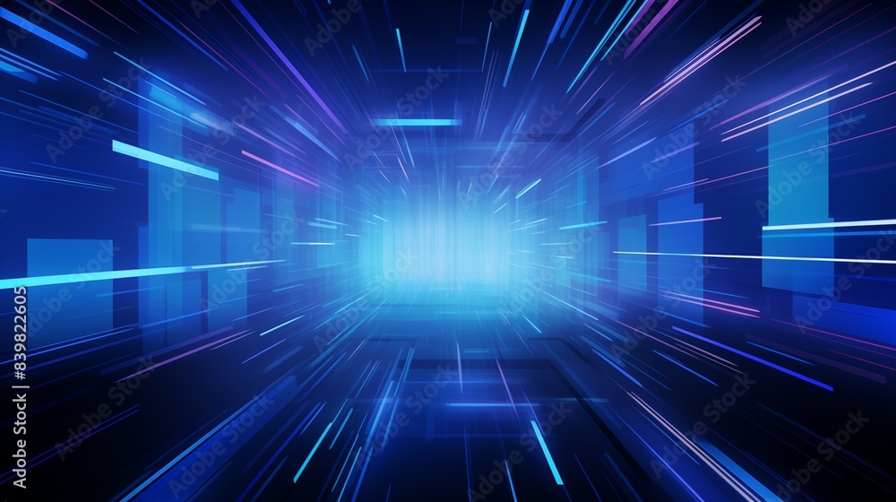Abstract Motion Blur of Digital Light Streaks in Blue Futuristic Design. Abstract Motion Blur of Digital Light Streaks in Blue Futuristic Design.