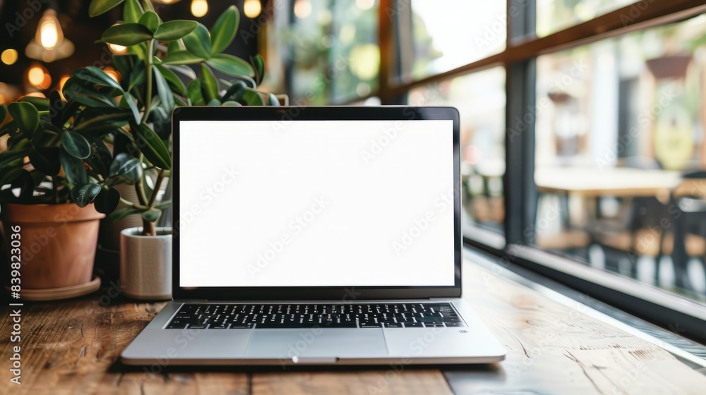 Mock up blank screen laptop on wood table. Mock up for advertisement, text, logo and other. Mock up blank screen laptop on wood table. Mock up for advertisement, text, logo and other.
