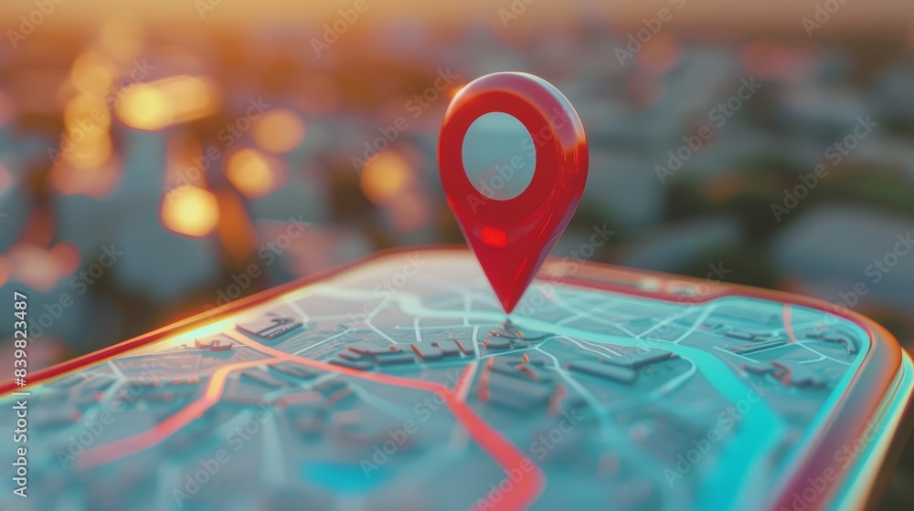 3D Map travel location. Locator mark of map and location pin or navigation icon sign on background with search. 3D rendering. 3D Map travel location. Locator mark of map and location pin or navigation icon sign on background with search. 3D rendering.