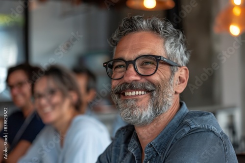 Portrait of a senior man wearing glasses smiling at the camera.