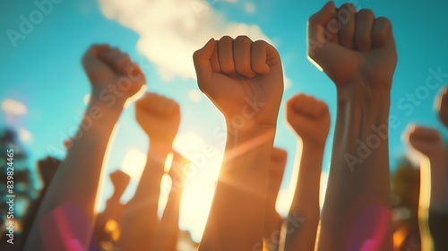Fists Raised in the Air Symbolising the Empowerment Of