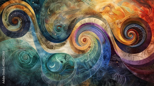 An abstract artistic representation of an experiment, with colorful swirls and patterns symbolizing data.