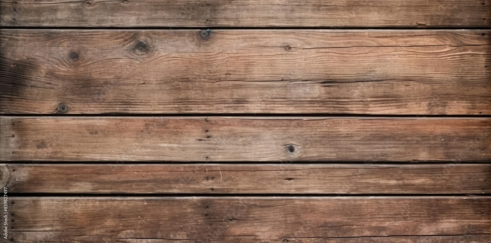 Naklejka premium wood deck textured background with a red fire hydrant in the foreground