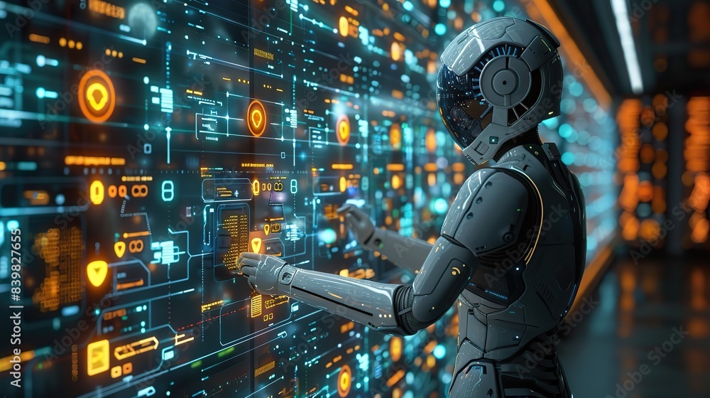 Fototapeta premium A digital interface showcasing AI development milestones.