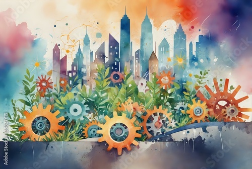Wallpaper Mural Cybernetic Cityscape - A Startup's Journey in a Technological Jungle Torontodigital.ca