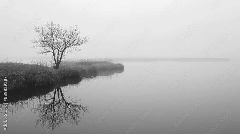 A grayscale landscape, the beauty of nature in shades of gray. A grayscale landscape, the beauty of nature in shades of gray.