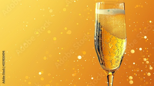 Illustration of a glass of sparkling champagne with bubbles, elegant and celebratory presentation photo