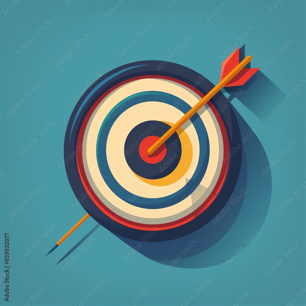 Icon of a target with an arrow representing business goals and success, minimalist and elegant design Icon of a target with an arrow representing business goals and success, minimalist and elegant design
