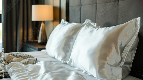 A satin pillowcase on a bed invites comfort and elegance into the bedroom.