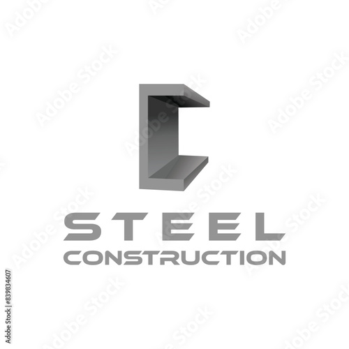 vector design logo for steel fabrication and erection construction company. ibeam steel letter c 3d design