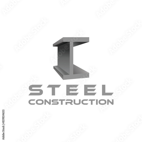 vector design logo for steel fabrication and erection construction company. ibeam steel 3d design vector.