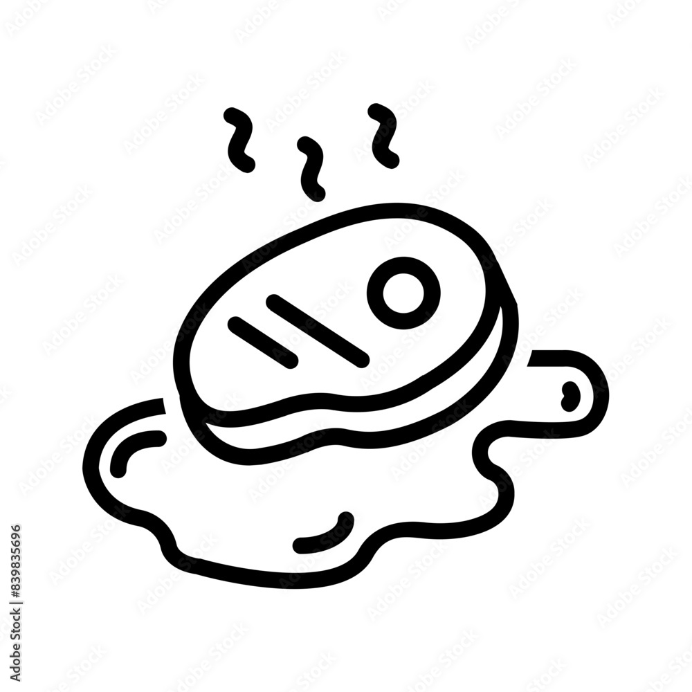 Vector black line icon for Grilled meat Vector black line icon for Grilled meat